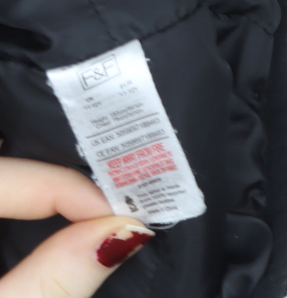 Boys UK Size 11-12 Years F&F Black Basic Jacket