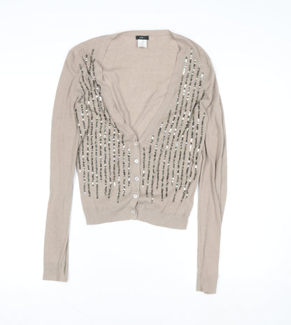 Womens UK Size M J.CREW Beige Cropped Button-Up