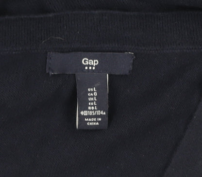 Gap Women Blue Cotton V-Neck Button Cardigan Size L