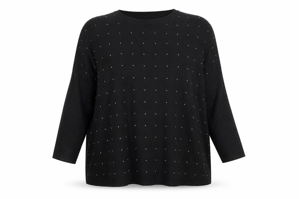 Paramour Women Black Beaded Tunic Blouse Size S Relaxed Fit