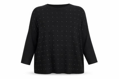 Paramour Women Black Beaded Tunic Blouse Size S Relaxed Fit
