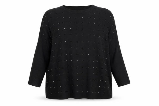 Paramour Women Black Beaded Tunic Blouse Size S Relaxed Fit