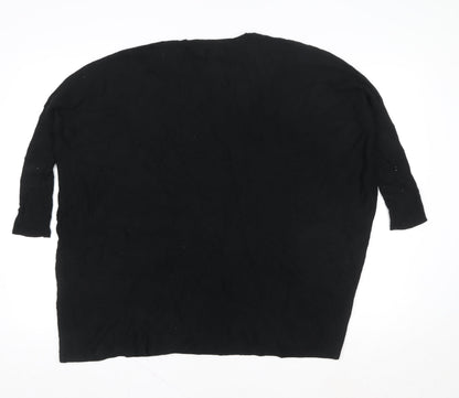 Paramour Women Black Beaded Tunic Blouse Size S Relaxed Fit