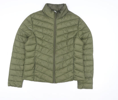 Primark Womens Green Puffer Jacket Size M Lightweight Quilted Winter Coat