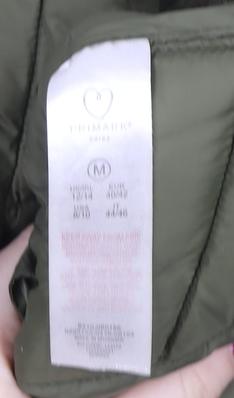 Primark Womens Green Puffer Jacket Size M Lightweight Quilted Winter Coat