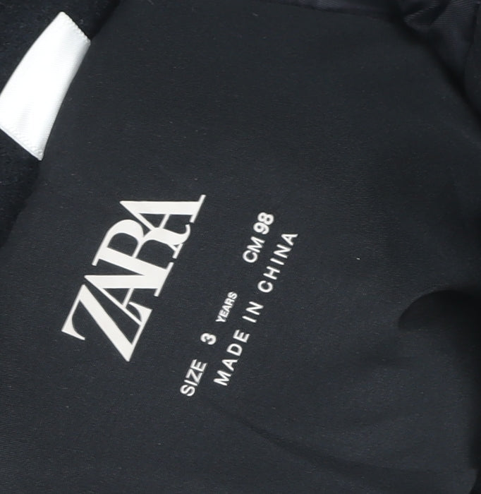 Boys UK Size 3 Years Zara Black Varsity Jacket
