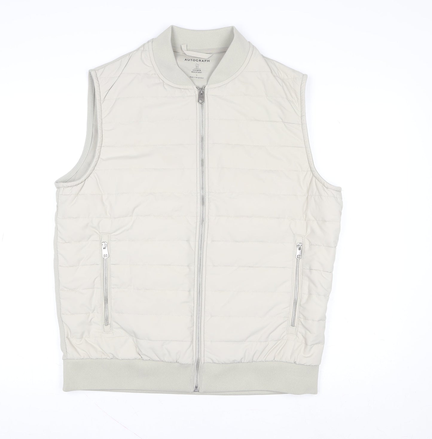 Marks and Spencer Women Beige L Shower Resistant Puffer Waistcoat