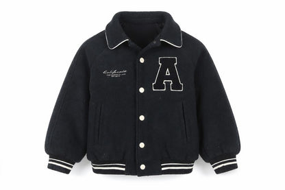 Zara Girls Black Varsity Jacket 6 Years Wool Blend Lined Button-Up