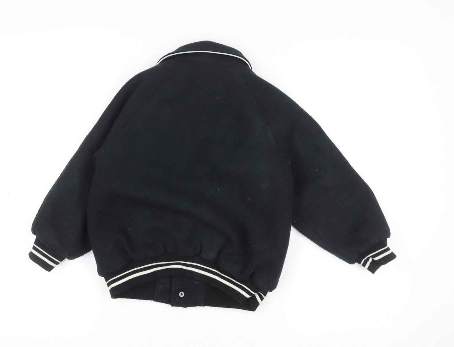 Zara Girls Black Varsity Jacket 6 Years Wool Blend Lined Button-Up