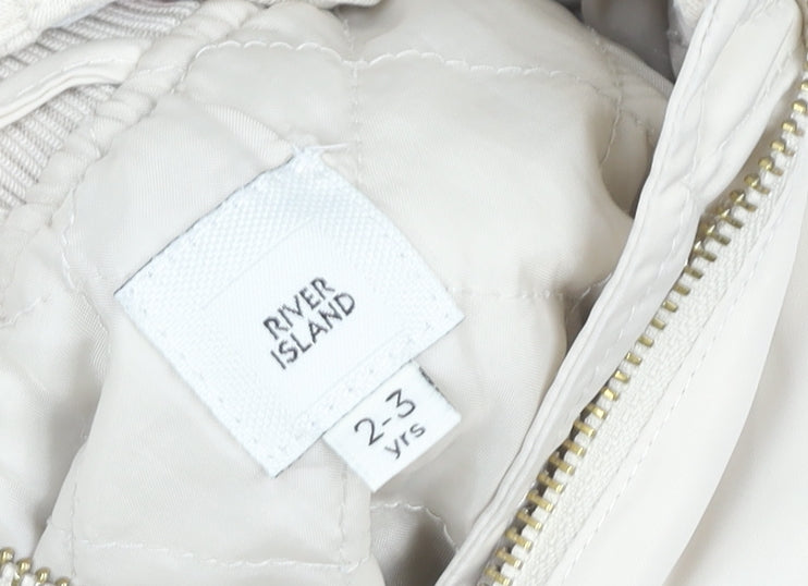 Girls UK Size 2-3 Years River Island Ivory Bomber Jacket