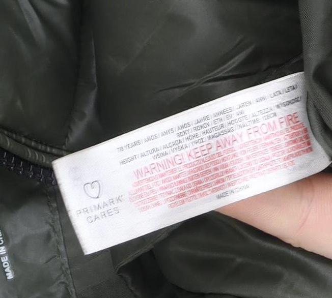 Primark Boys Green Hooded Puffer Jacket 7-8 Years Polyester Winter Coat