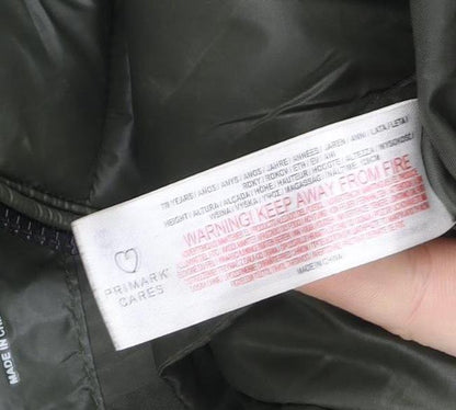 Primark Boys Green Hooded Puffer Jacket 7-8 Years Polyester Winter Coat