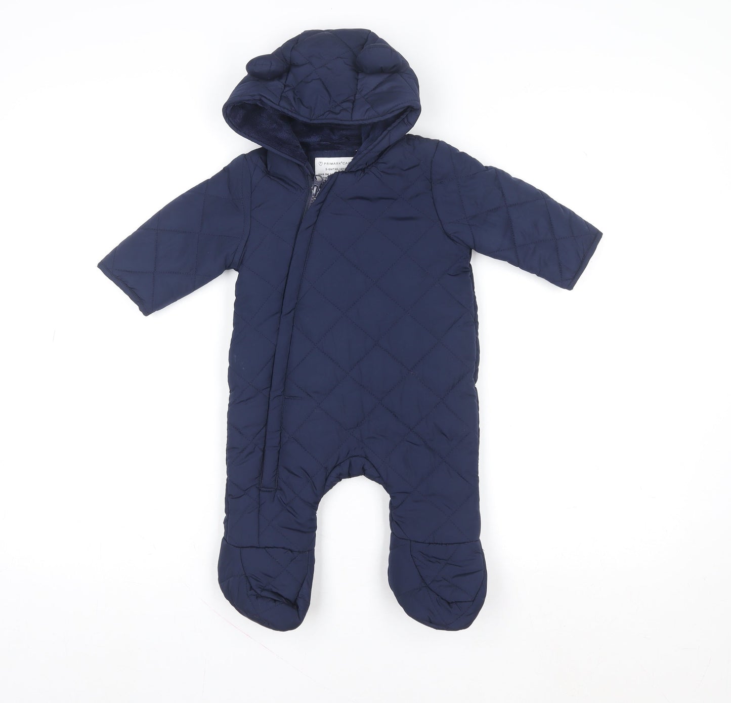 Primark Blue Quilted Hooded Snowsuit 3-6 Months Unisex Baby Winter Wear