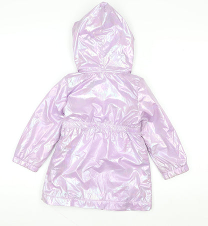 SHEIN Girls Purple Hooded Iridescent Puffer Coat 4 Years Lined Winter Jacket