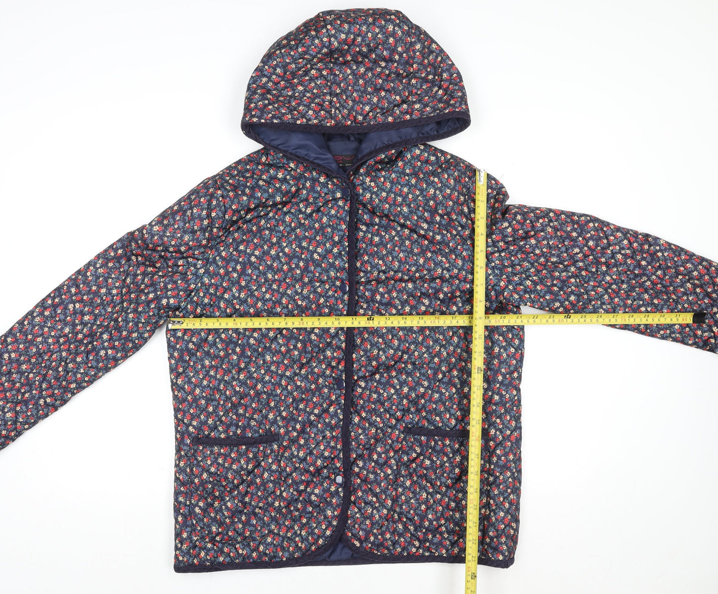 New Look Women’s Blue Floral Quilted Hooded Jacket Size 14