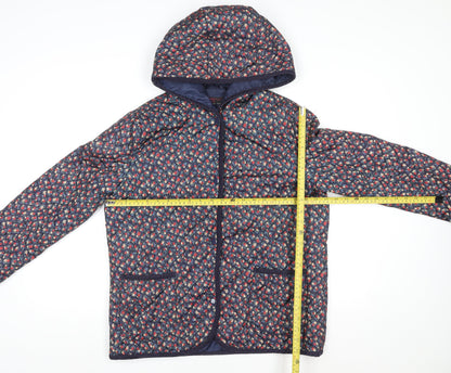 New Look Women’s Blue Floral Quilted Hooded Jacket Size 14