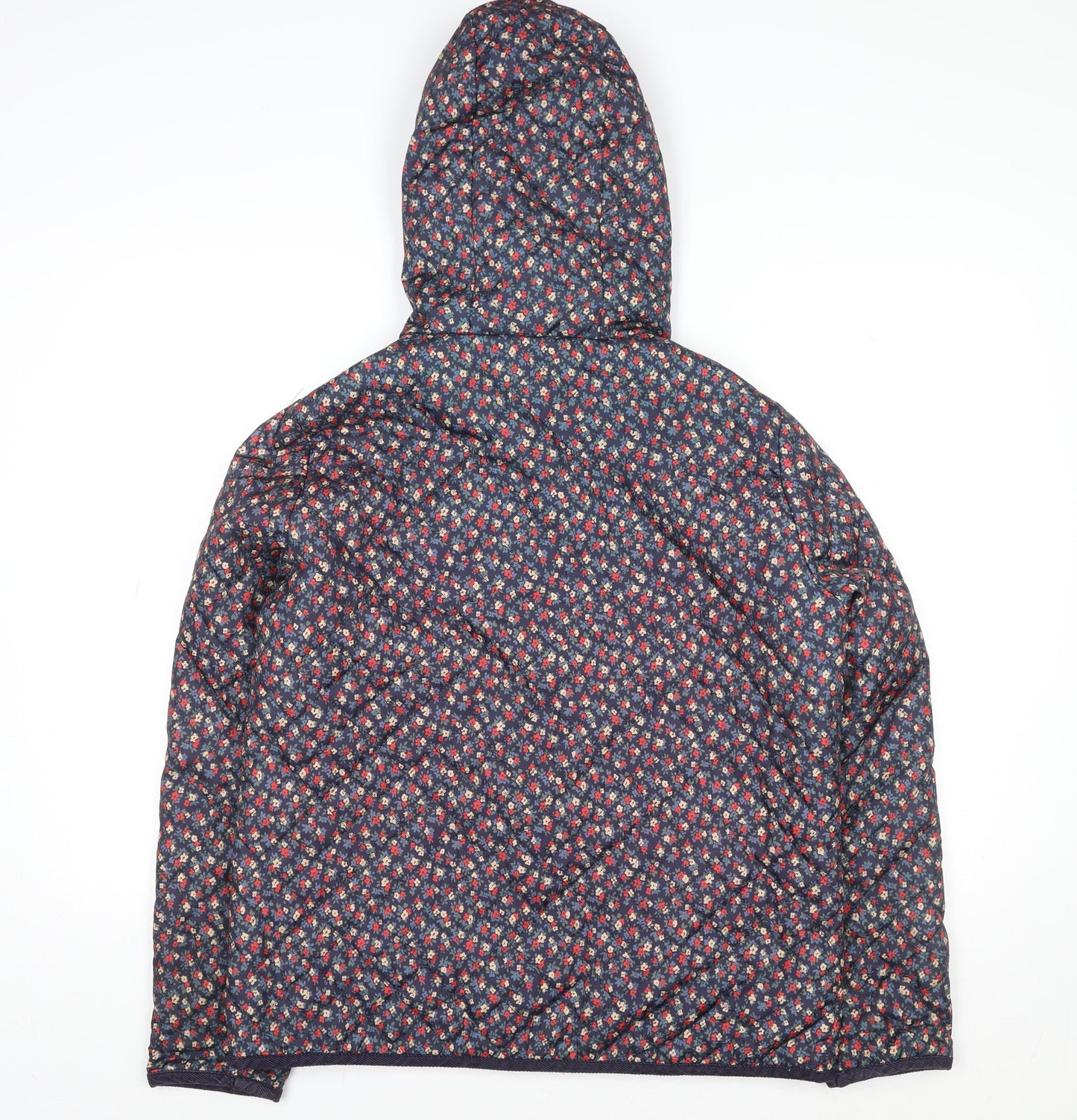 New Look Women’s Blue Floral Quilted Hooded Jacket Size 14