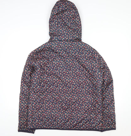 New Look Women’s Blue Floral Quilted Hooded Jacket Size 14
