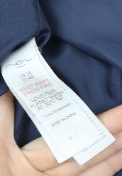 New Look Women’s Blue Floral Quilted Hooded Jacket Size 14