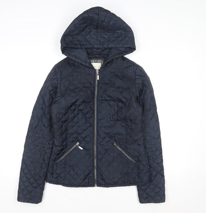 New Look Women's Blue Quilted Hooded Jacket Size 10