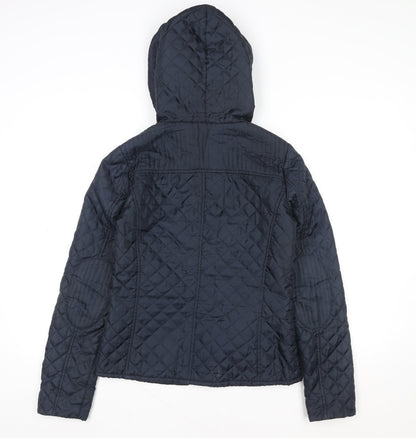 New Look Women's Blue Quilted Hooded Jacket Size 10