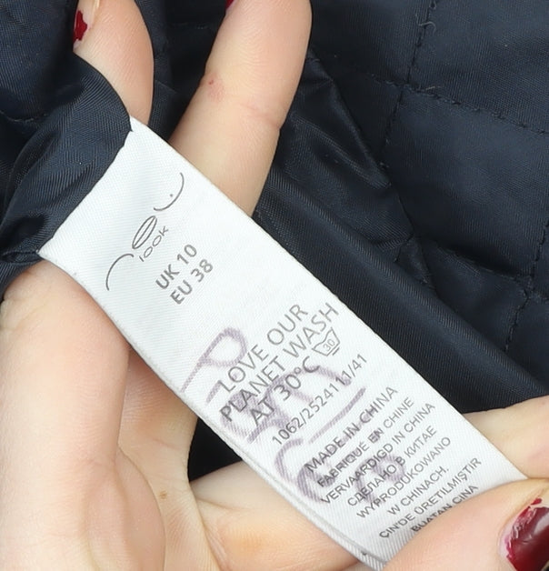 New Look Women's Blue Quilted Hooded Jacket Size 10