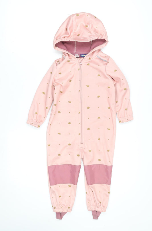 Lupilu Pink Hooded Softshell Coverall Unisex Baby 12-24 Months Lined Zip