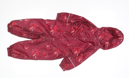 Regatta Unisex Baby Red Floral Hooded Waterproof Coverall 18-24 Months