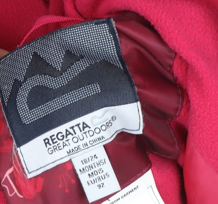 Regatta Unisex Baby Red Floral Hooded Waterproof Coverall 18-24 Months
