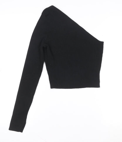 Womens UK Size M H&M Black Cropped T-Shirt