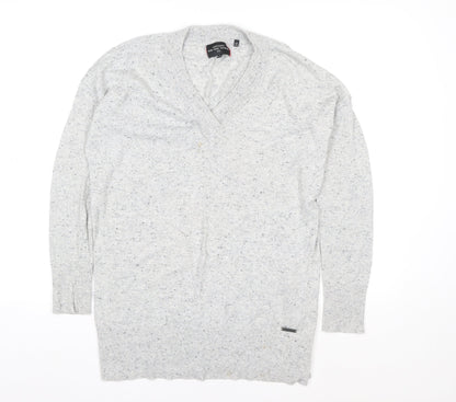 Superdry Women's Grey V-Neck Pullover Jumper XS Wool Blend