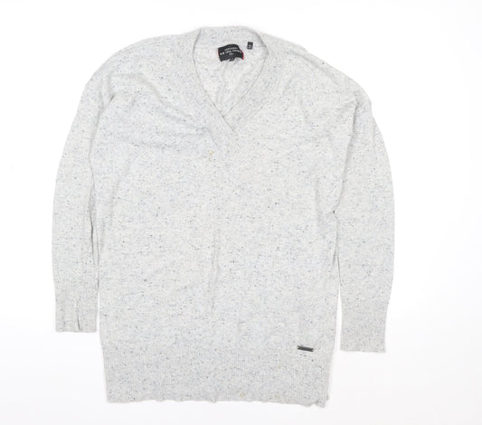 Superdry Women's Grey V-Neck Pullover Jumper XS Wool Blend