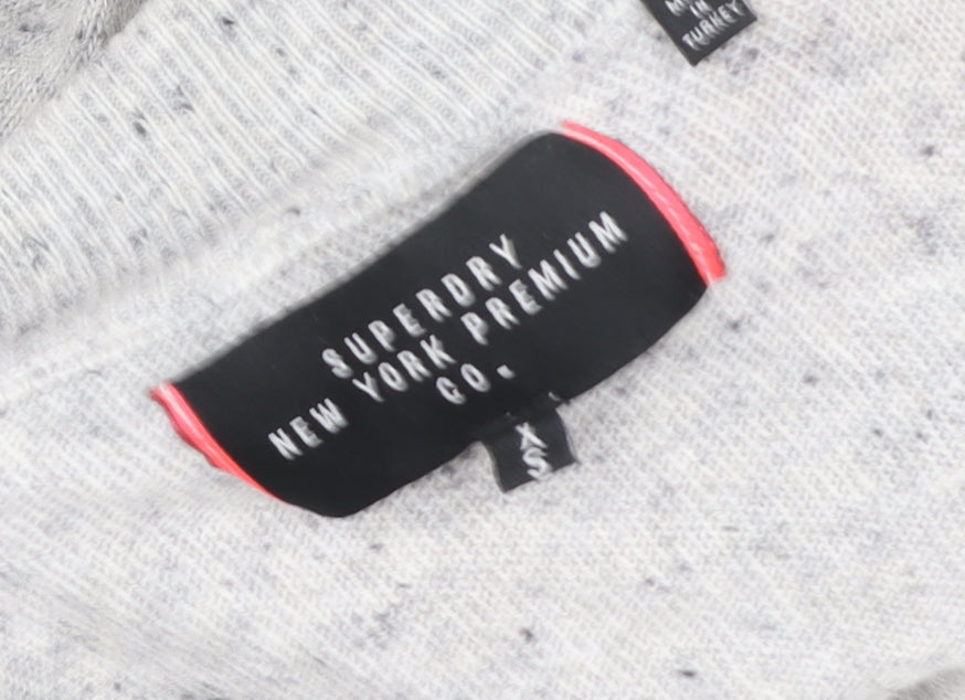 Superdry Women's Grey V-Neck Pullover Jumper XS Wool Blend