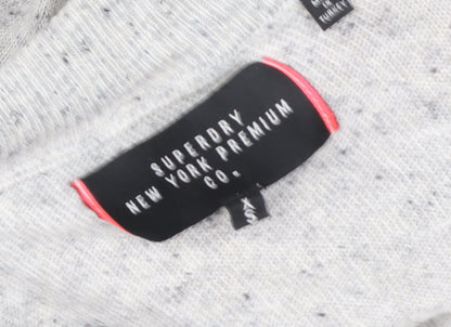 Superdry Women's Grey V-Neck Pullover Jumper XS Wool Blend
