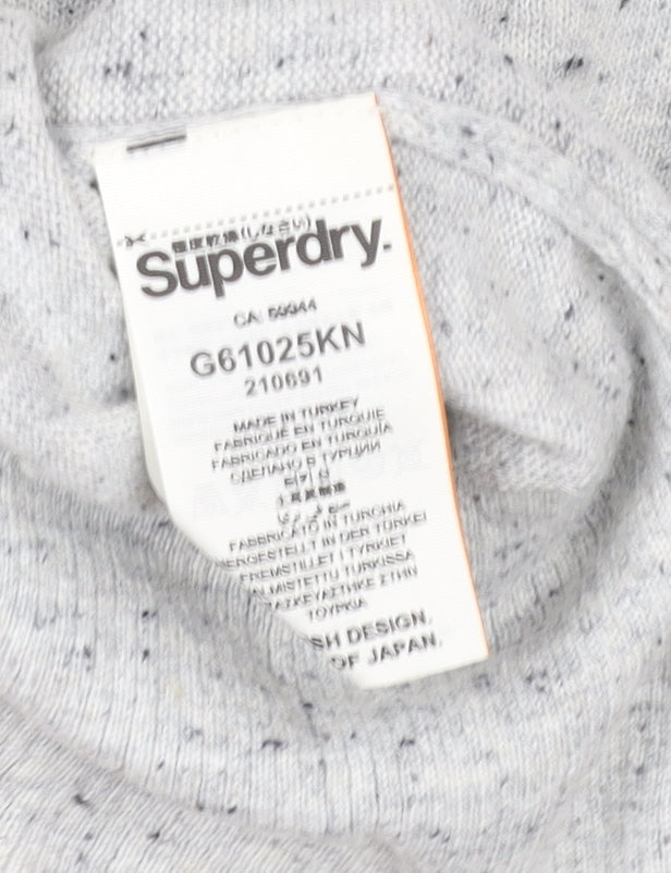 Superdry Women's Grey V-Neck Pullover Jumper XS Wool Blend