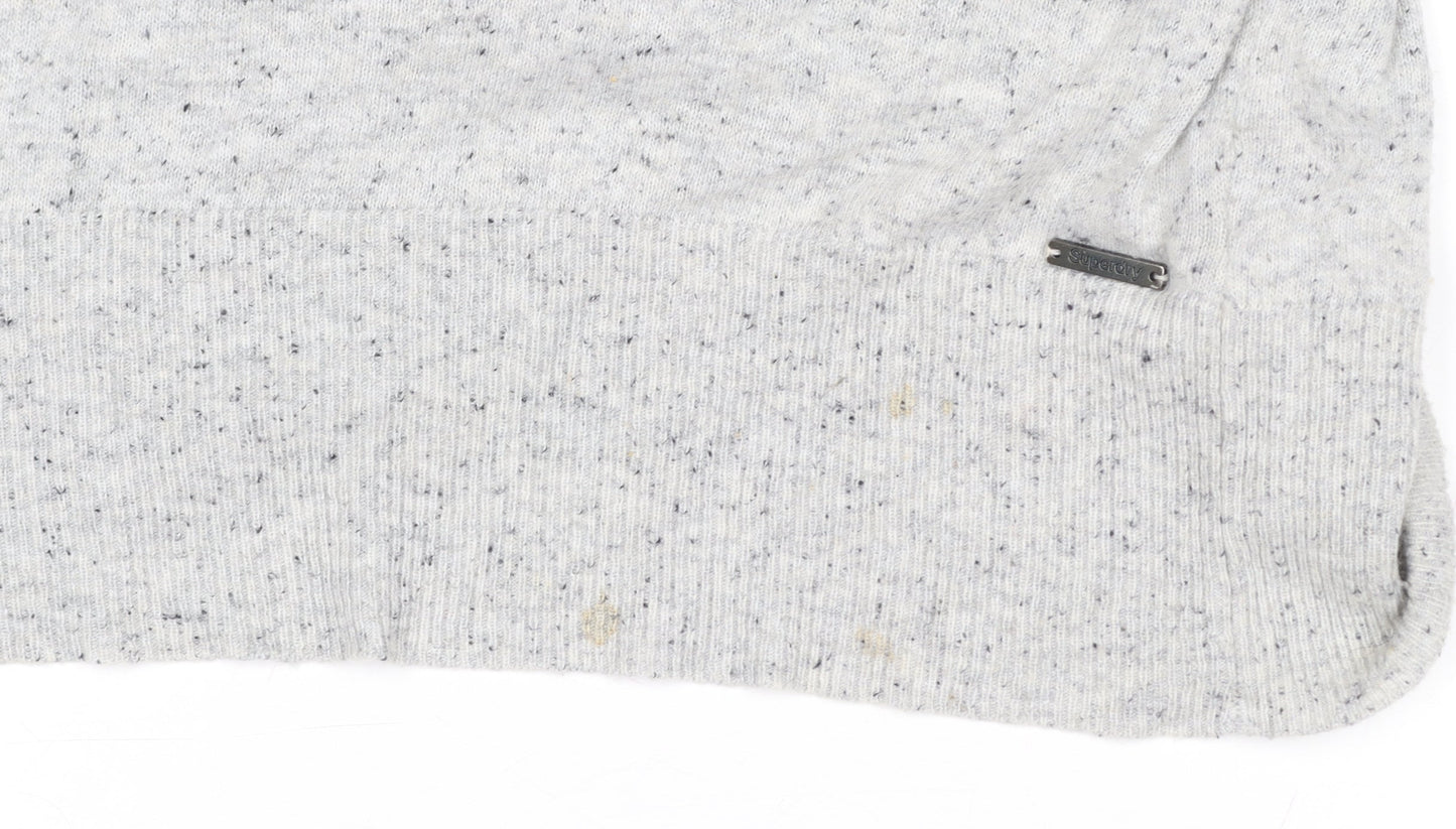 Superdry Women's Grey V-Neck Pullover Jumper XS Wool Blend