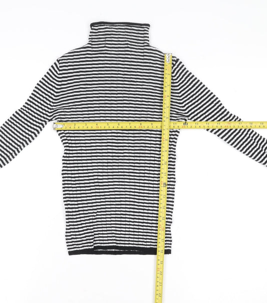 Bershka Womens Black White Striped Roll Neck Long Sleeve Top XS