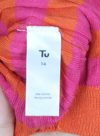 Tu Women’s Multicoloured Striped Knit T-Shirt Size 14