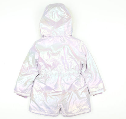 Tu Girls Pink Iridescent Faux Fur Hooded Puffer Coat 2-3 Years Winter Jacket