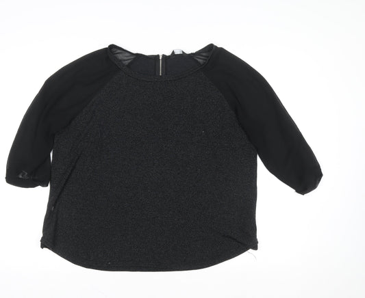 New Look Women’s Black 3/4 Sleeve Zip Back Blouse Size 18