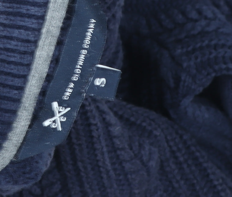 Crew Clothing Company Men's Blue Cotton Cable-Knit Jumper Size S