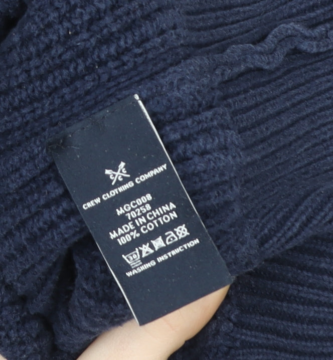 Crew Clothing Company Men's Blue Cotton Cable-Knit Jumper Size S