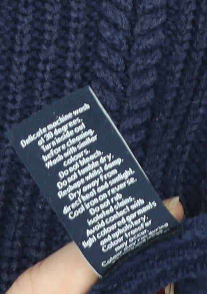 Crew Clothing Company Men's Blue Cotton Cable-Knit Jumper Size S