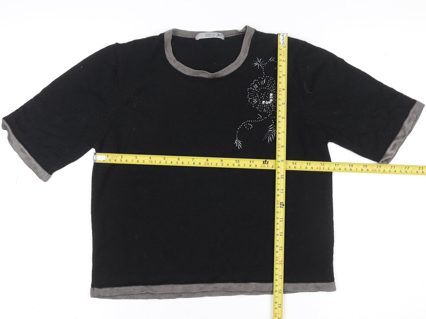 Womens UK Size 12 Marks and Spencer Black Basic T-Shirt