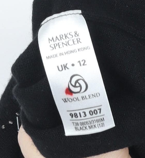Womens UK Size 12 Marks and Spencer Black Basic T-Shirt