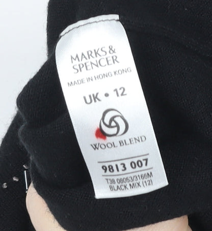 Womens UK Size 12 Marks and Spencer Black Basic T-Shirt