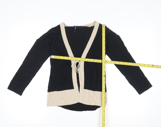 Womens UK Size 8 Caroll Black Wrap Blouse