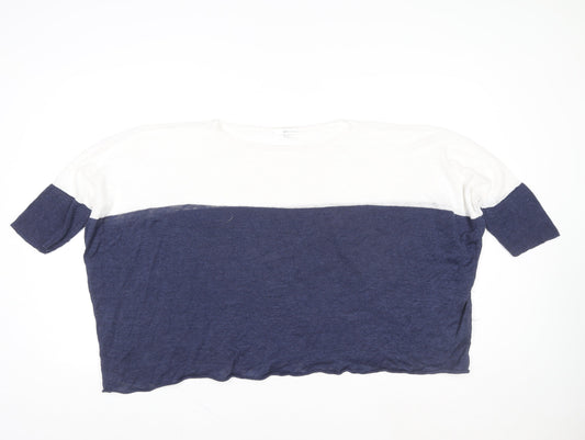 Womens UK Size S 360 Sweater Blue Cropped T-Shirt