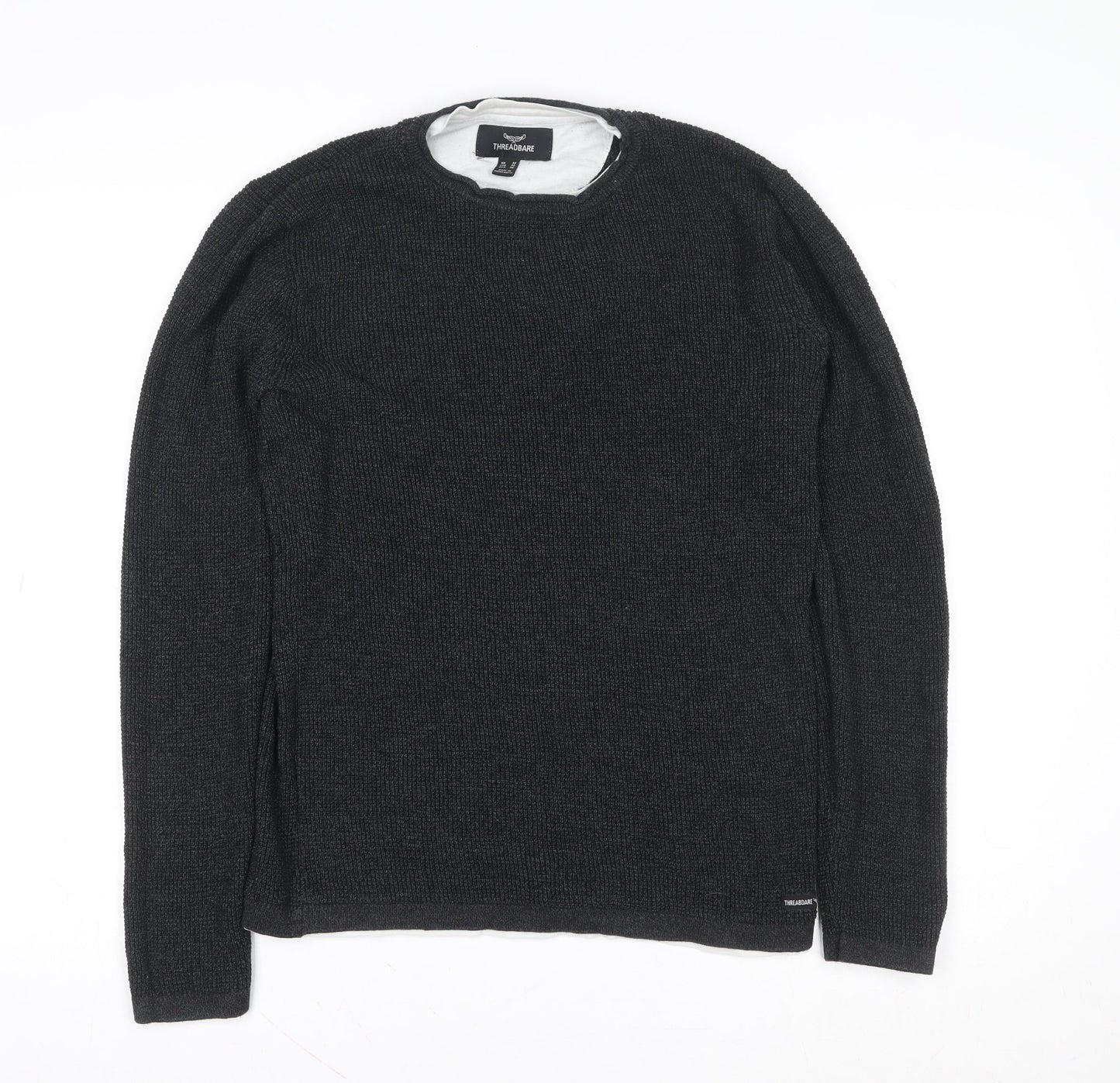 Mens UK Size M Threadbare Black Pullover Sweatshirt