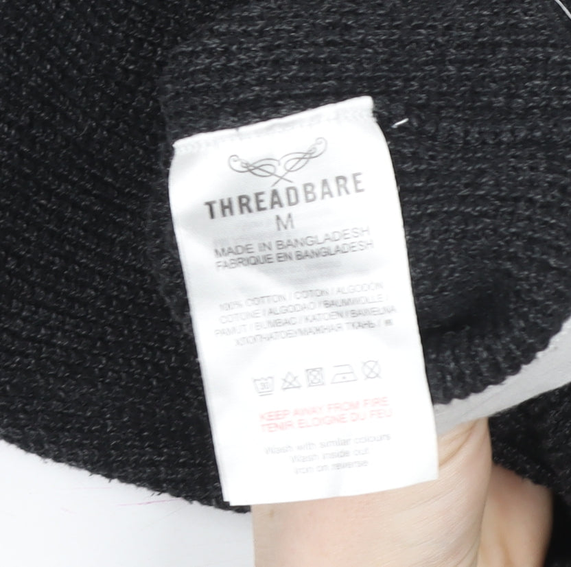 Mens UK Size M Threadbare Black Pullover Sweatshirt
